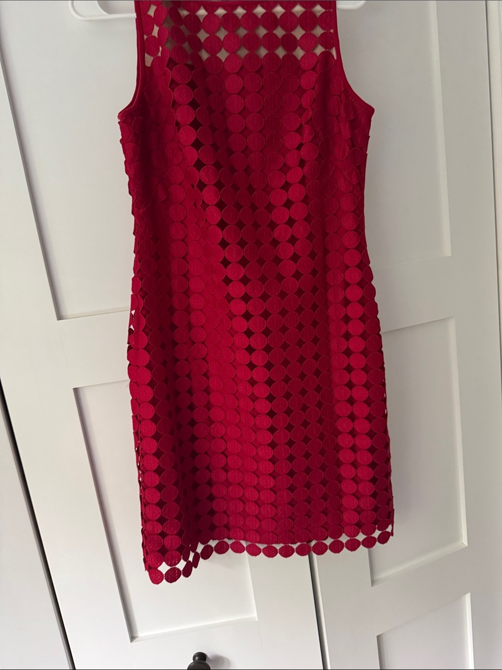 Lauren Ralph Lauren Red Sleeveless Circle-Lace Shift Dress , Pretty Red lined.